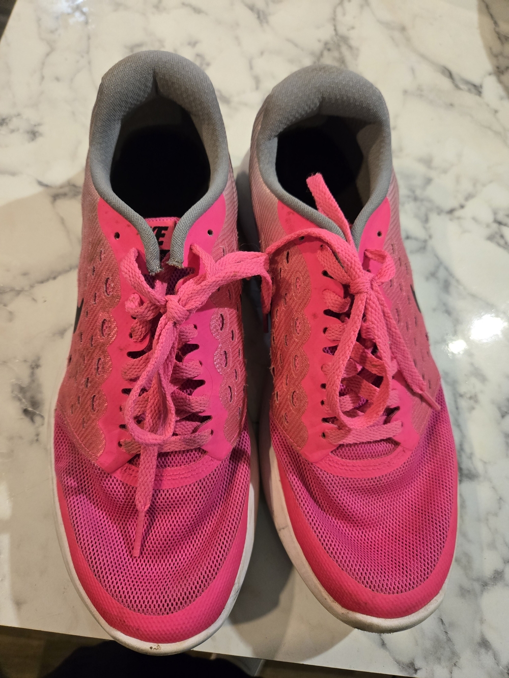 Women's Bright Pink Mesh Lace-Up Athletic Sneakers